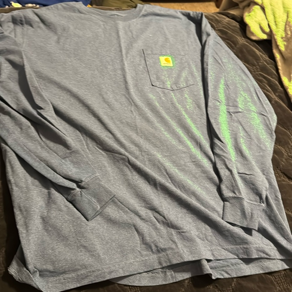 Carhartt long sleeve pocket T-shirt, navy blue size XXL.
